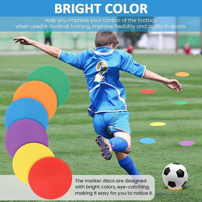 Ranjaner 12pcs 4inch Non-Slip Spot Marker, Poly Spot Markers for Agility Dot for Gym/PE Training, Rubber Circles Multiple Color Sports Markers for Sports Speed Training - Image 4